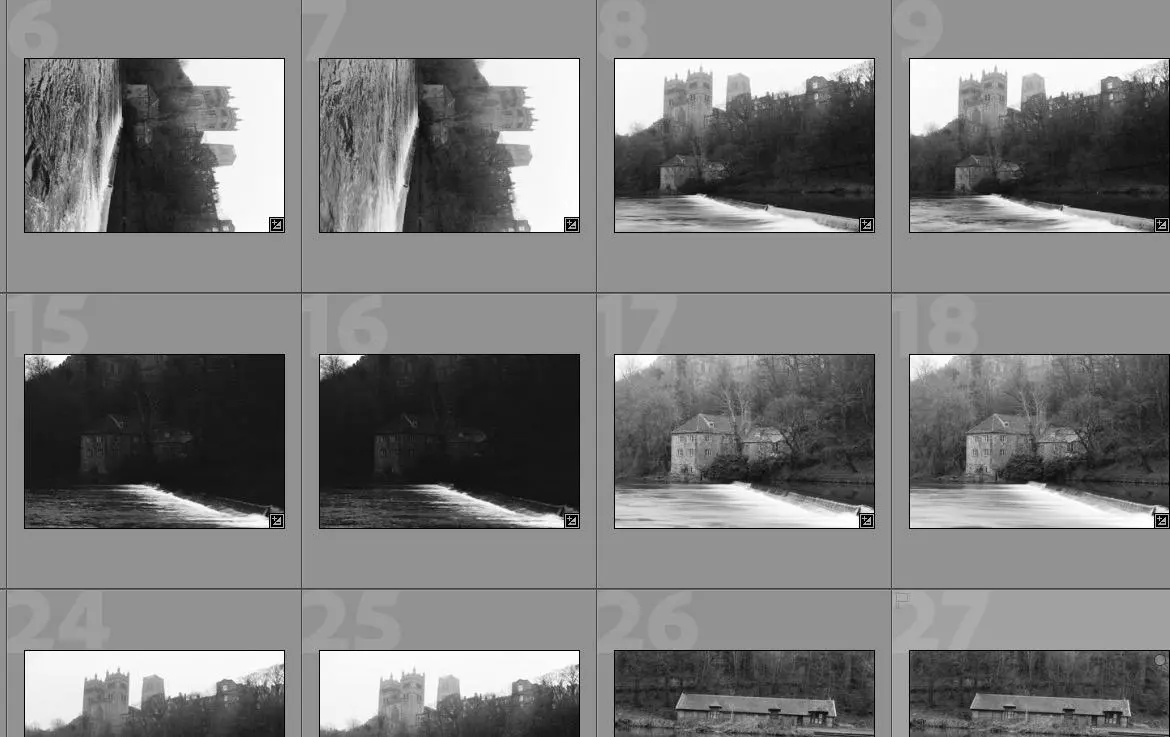 Capture d'écran des scans HP4 en noir et blanc à Lightroom