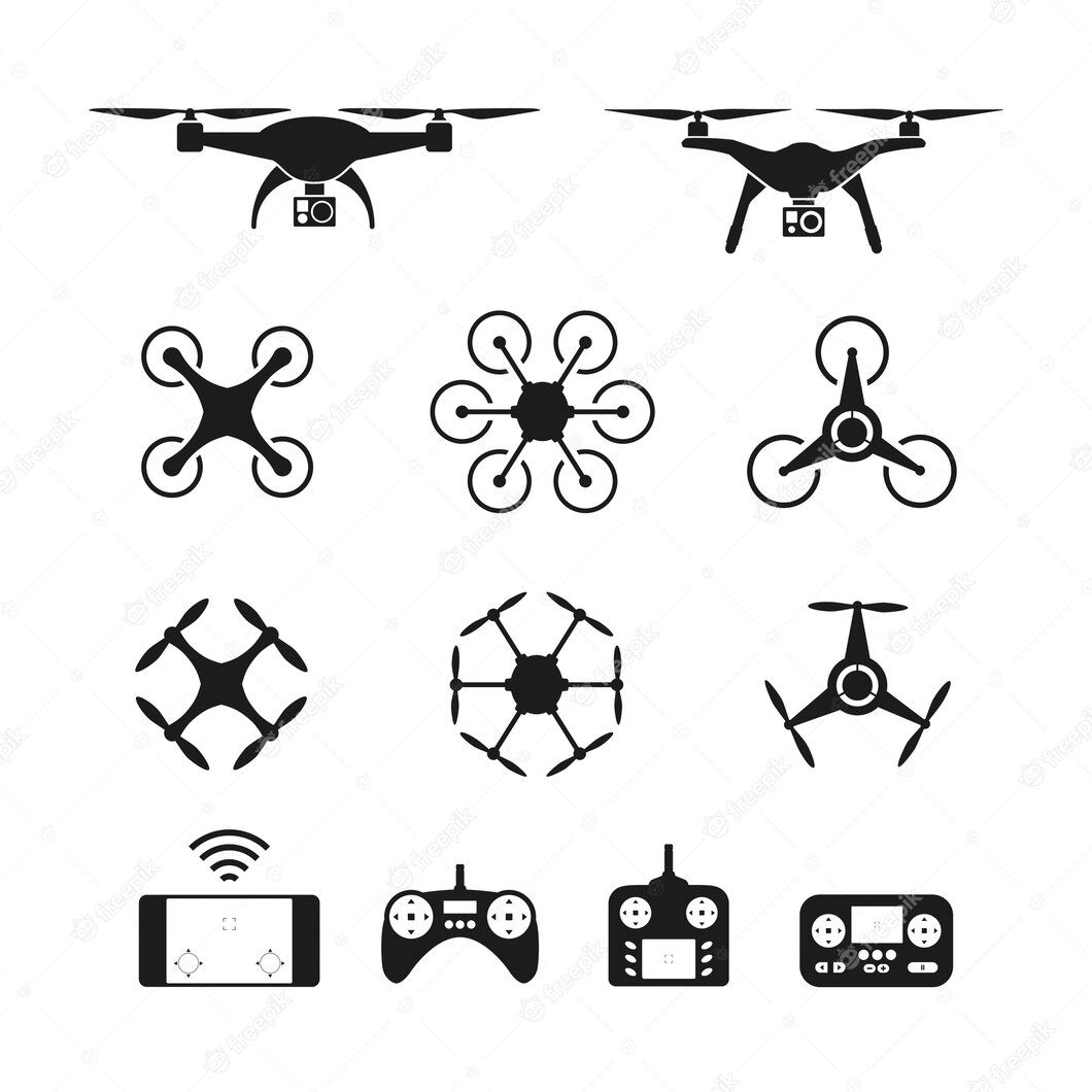 Pinterest Set of aerial drone or quadcopter and remote control icons | Premium Vector