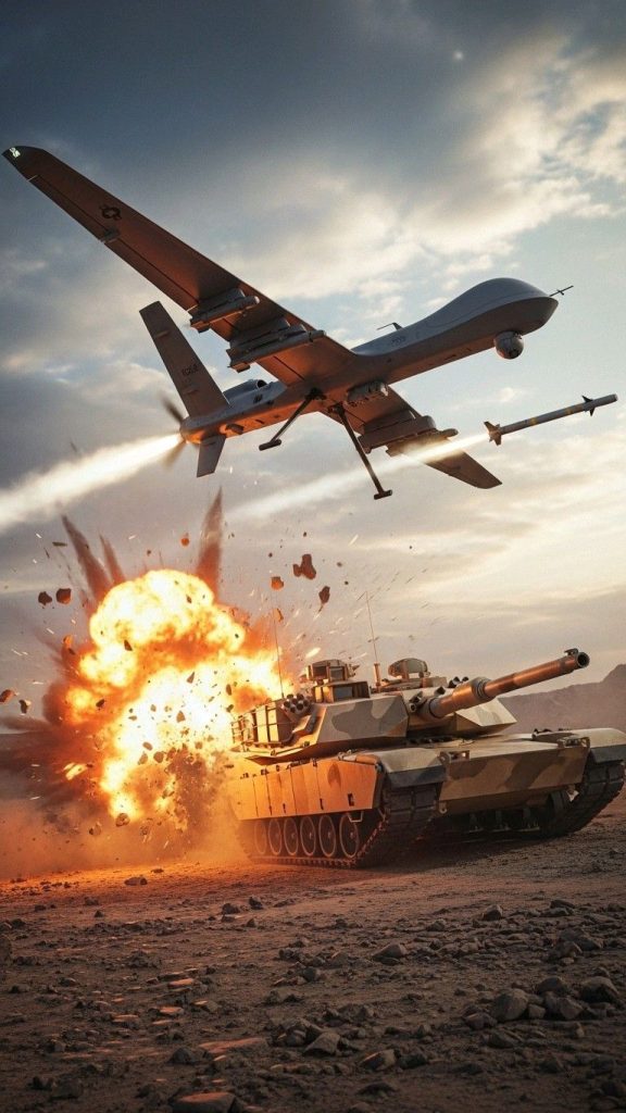 Pinterest Dron junto a un tanque