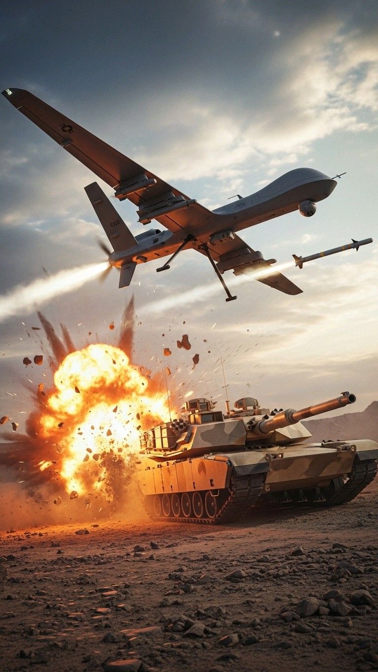 Pinterest Dron junto a un tanque