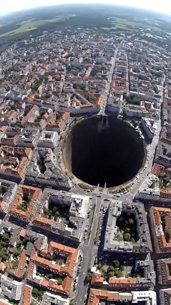 Au-dessus de Brno, en République tchèque, un trou profond aux bords lisses apparaît au bord