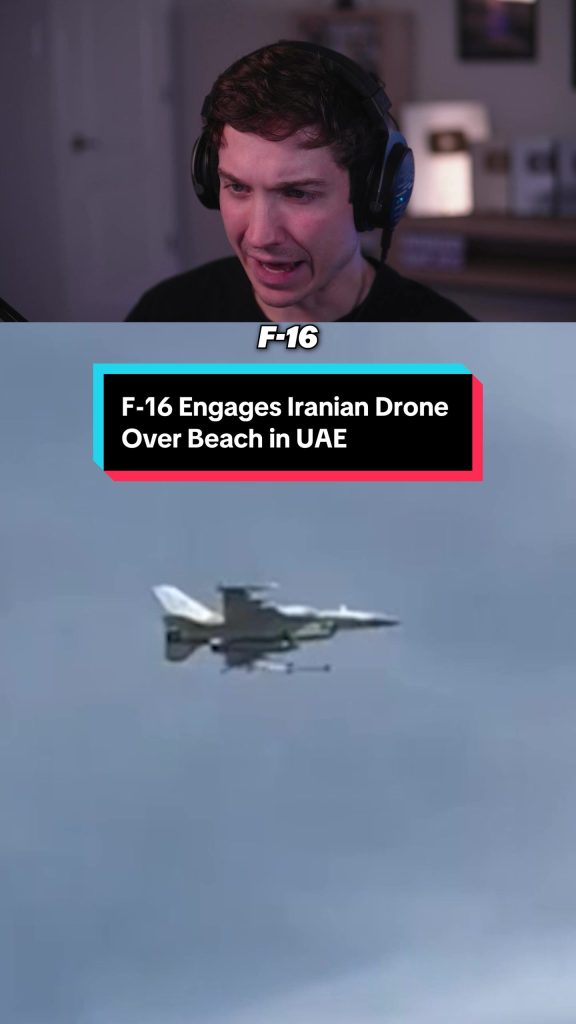 Un F-16 engage un drone iranien au-dessus d'une plage aux Émirats arabes unis