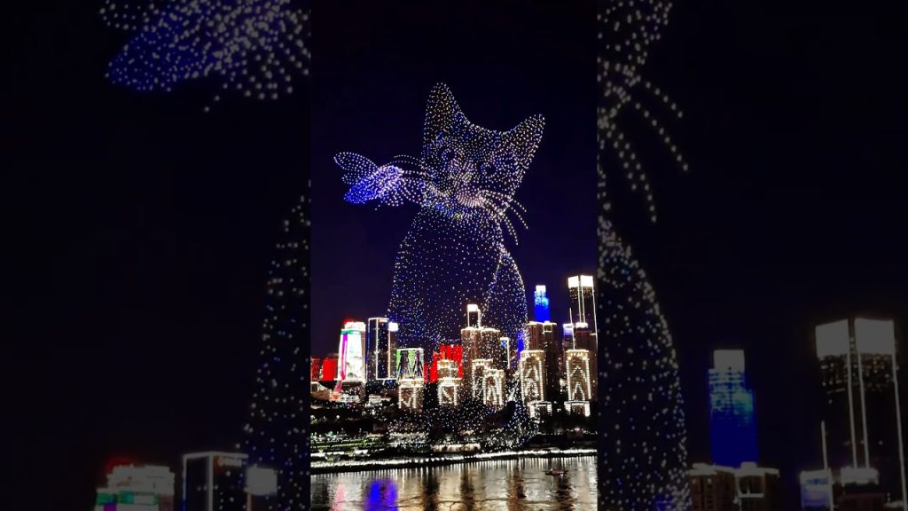 Every Saturday night 5000 drones performance in Chongqing China.