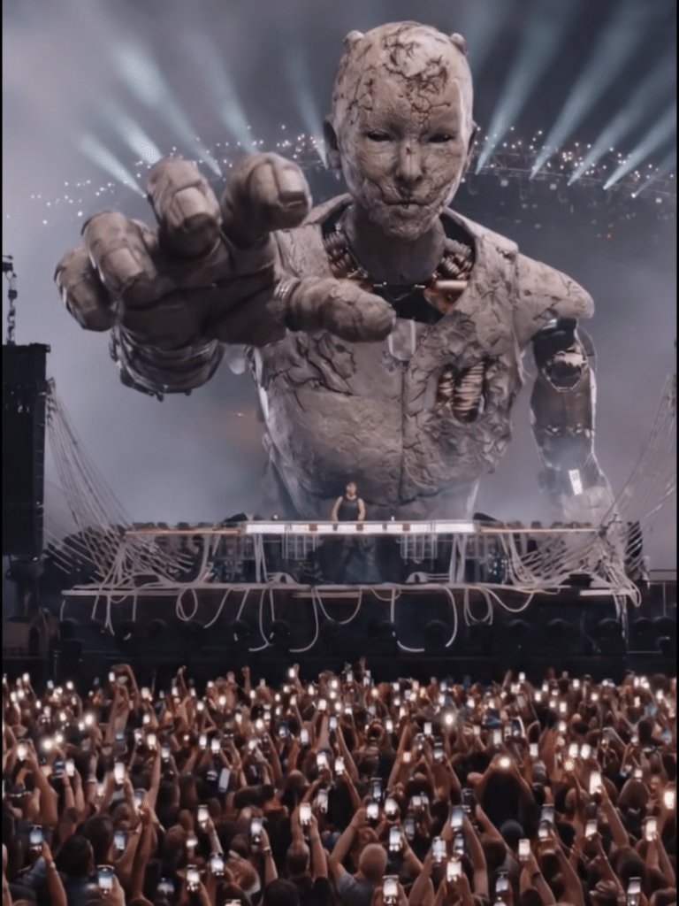 spectacle audiovisuel performance DJ ancien rencontre futur désert rave immersive prod