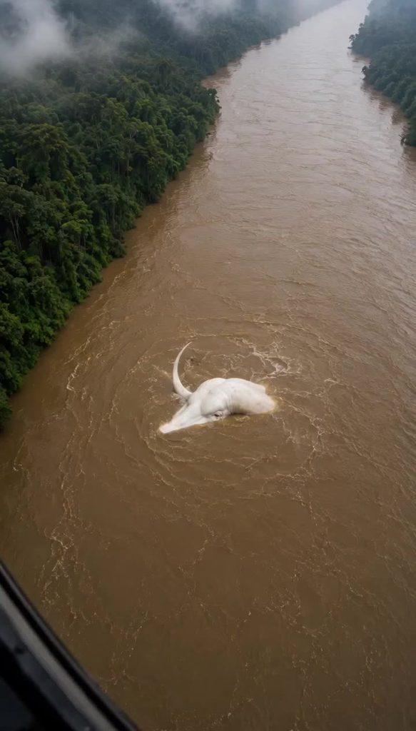 Drone militaire Capturez quelque chose d'énorme qui flotte dans le fleuve Amazone