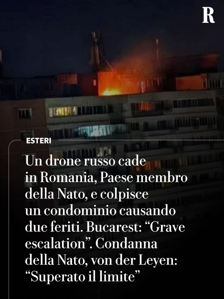Un drone s'est écrasé sur un immeuble résidentiel de la ville de Galai, à Rome